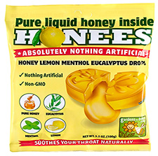 Honees Honey Lemon Menthol Eucalyptus Drops 3.5oz Bag